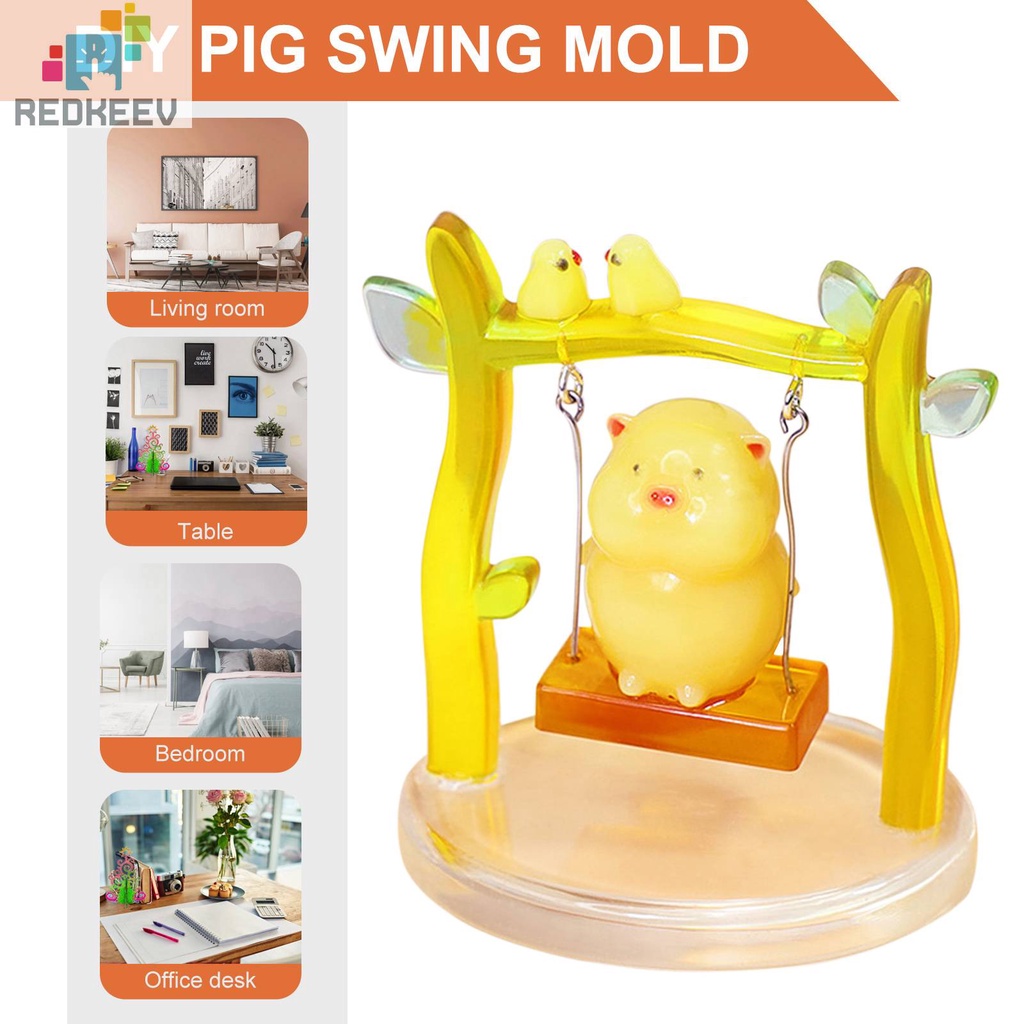 Khuôn Silicone Làm Đồ Trang Trí Xe Hơi Hình Chú Heo 3D DIY