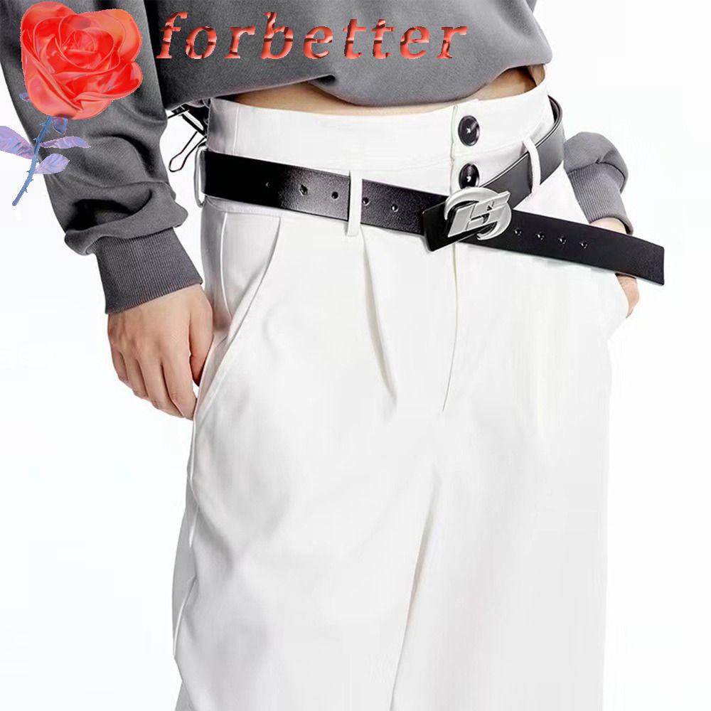 FORBETTER Thắt Lưng Da PU Khóa Hợp Kim Chất Lượng Cao Phong Cách Hàn Quốc Cho Nam