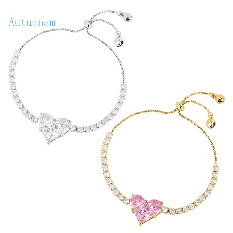 Vòng Tay Đính Đá Zircon Trái Tim Thời Trang Cho Nữ