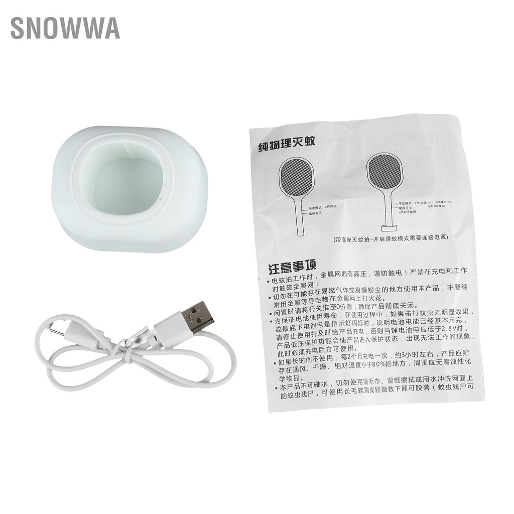 Snowwa Vợt đập ruồi điện Đế sạc USB cho phòng ngủ nhà bếp Trong ngoài trời Trắng