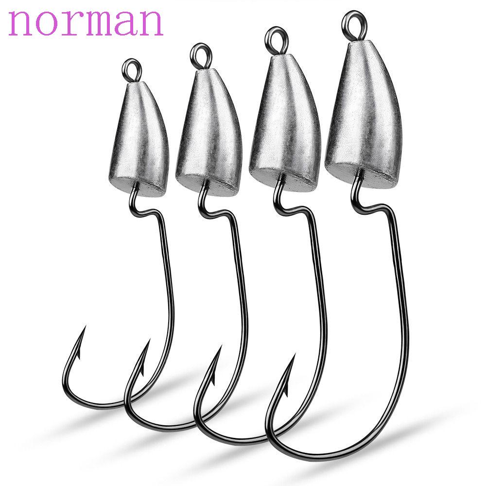 Set 5 Móc Câu Cá Đầu Gắn Mồi Mềm Bằng Thép Carbon 5g 7g10g 14g