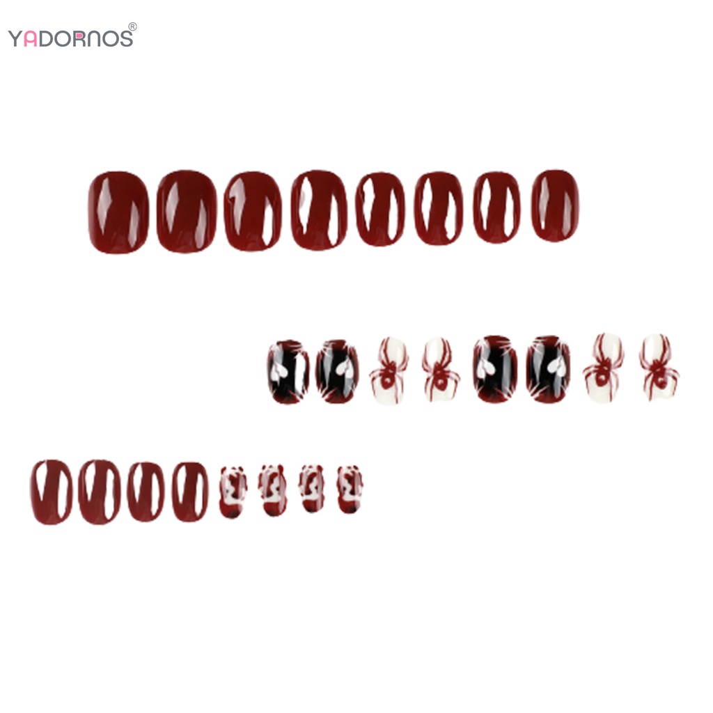 Móng Tay Giả YADORNOS Màu Đỏ & Trắng In Hình Trái Tim Bền & Không Bao Giờ Xẻ Tà Thoải Mái