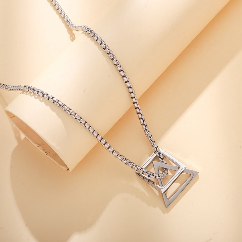 Ygt Rendy Vòng cổ Mặt Tam Giác / Vuông Bằng Thép Không Gỉ Xếp Chồng Lên Nhau Phong Cách Hip Hop Đường Phố