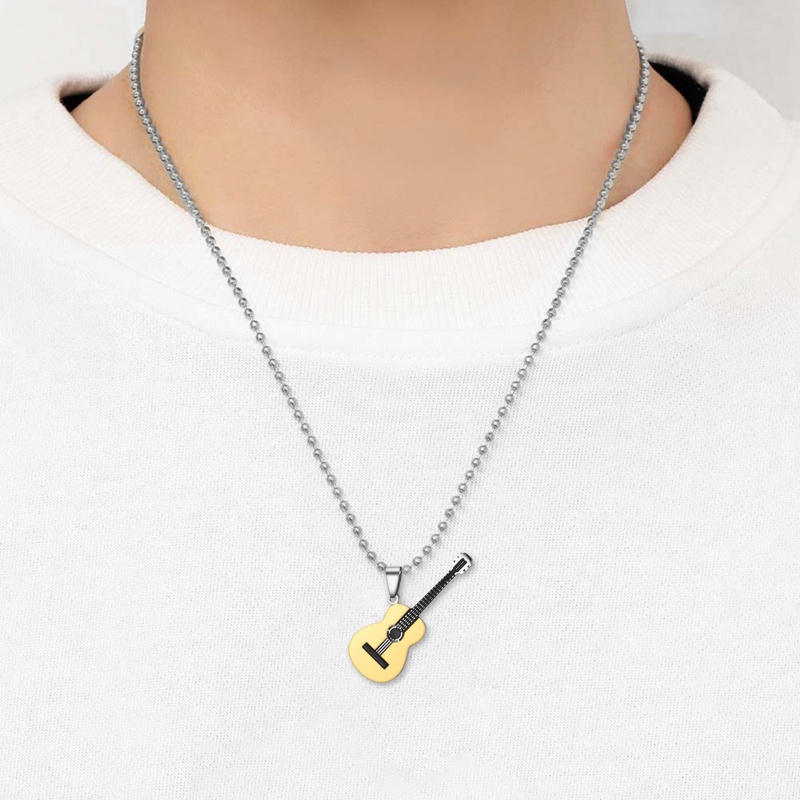 Ygt Vòng cổ Bằng Thép Không Gỉ Không Phai Hình Đàn Guitar Phong Cách Hip Hop Cho Nam Và Nữ