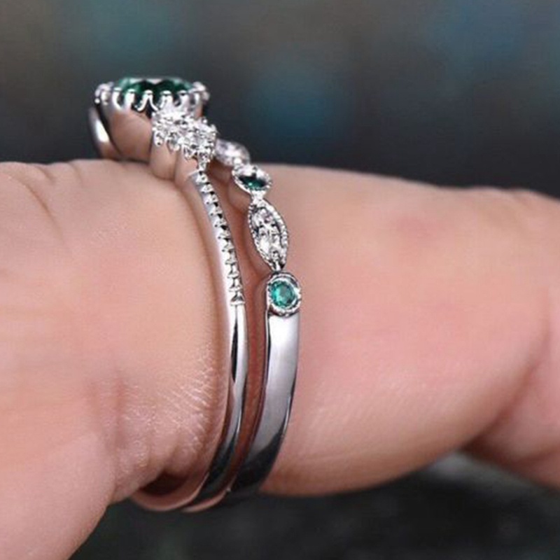 Set 2 Nhẫn Đính Đá Nhân Tạo Thời Trang Dành Cho Nữ