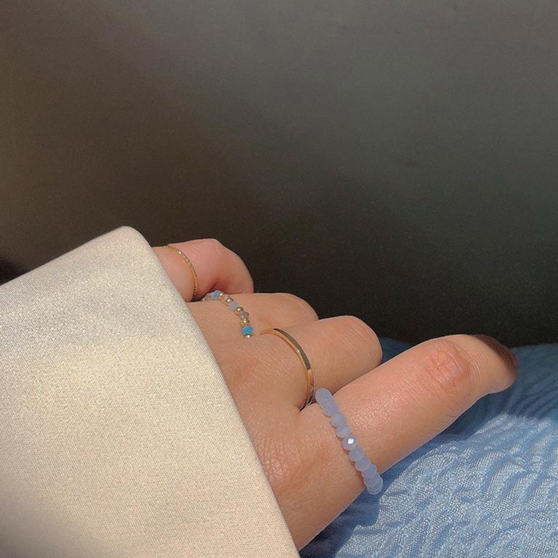 Ygt Set 4 Nhẫn Đeo Khớp Ngón Tay Co Giãn Đính Hạt Thời Trang Mùa Hè Cho Nữ