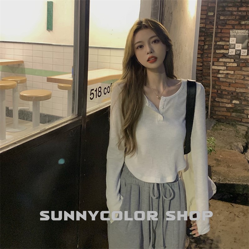 SUNNYCOLOR Áo thun áo phong áo thun mùa hè rộng rãi và thoải mái, phong cách Hàn Quốc 2023 NEW A99J02K 0630