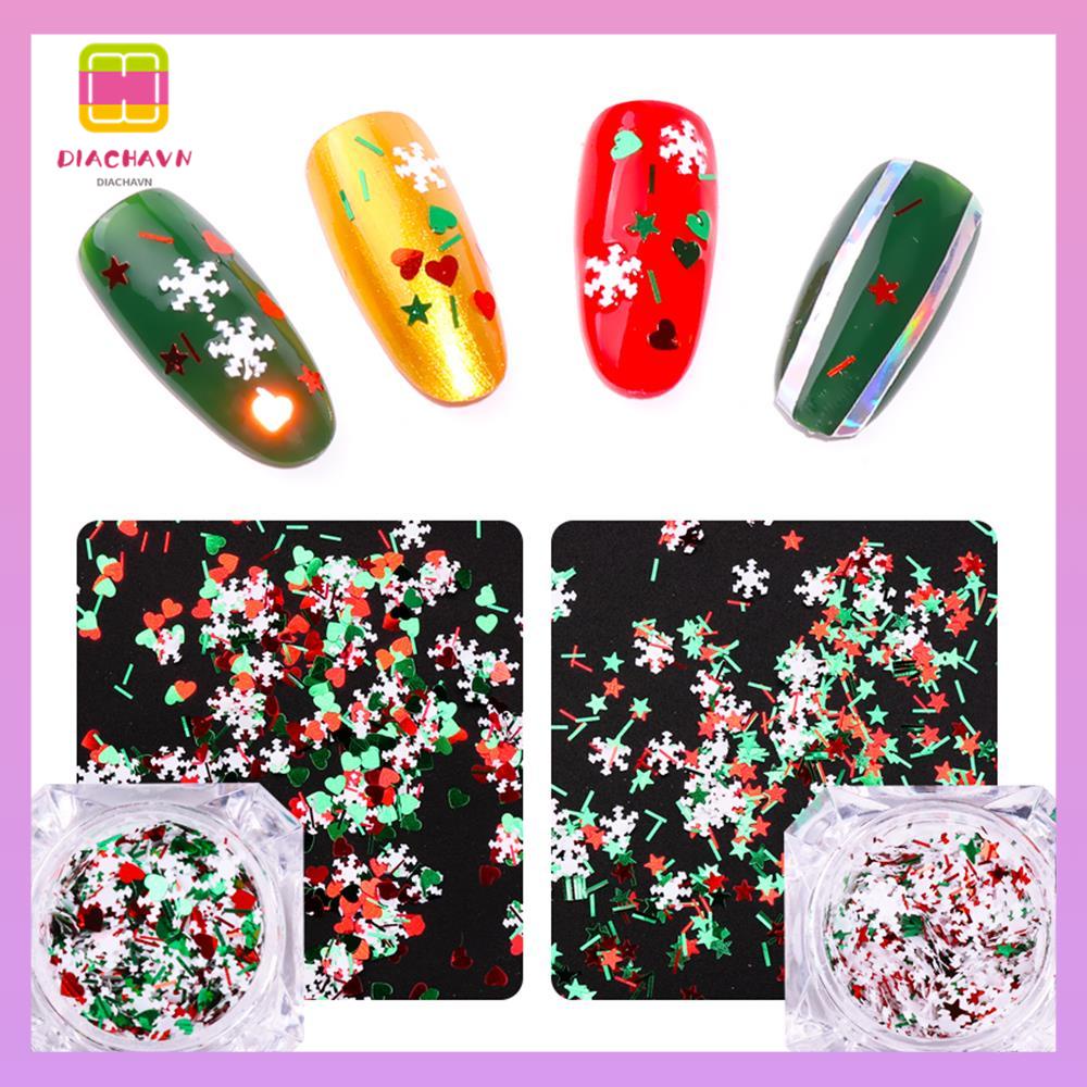 DIACHAVN Hộp Sequin Lấp Lánh Trang Trí Móng Nghệ Thuật