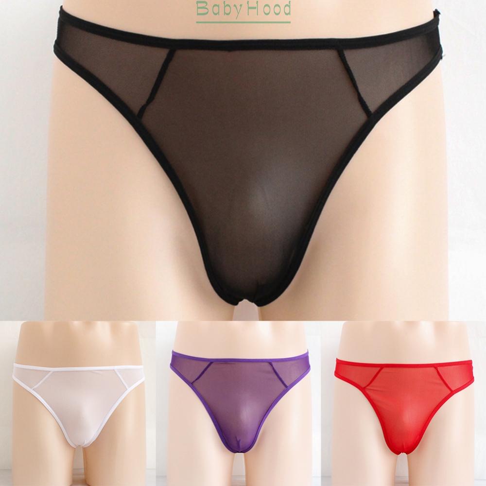 Mens Sexy String Pouch Thong G-string T-Back Thin Mesh Sheer See-Through Briefs#BBHOOD