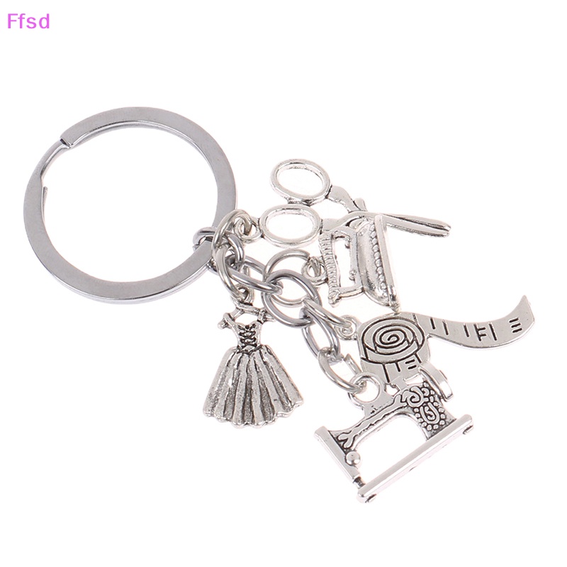 {Ffsd} Móc Khóa Máy May Dạng Kéo Đo Vòng Sắt * Bán Chạy