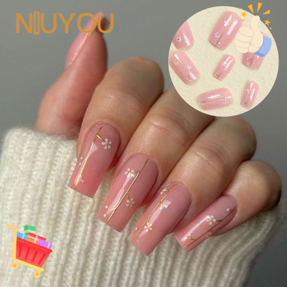 NIUYOU Bộ Móng Tay Giả Che Phủ Toàn Diện Phong Cách Pháp DIY