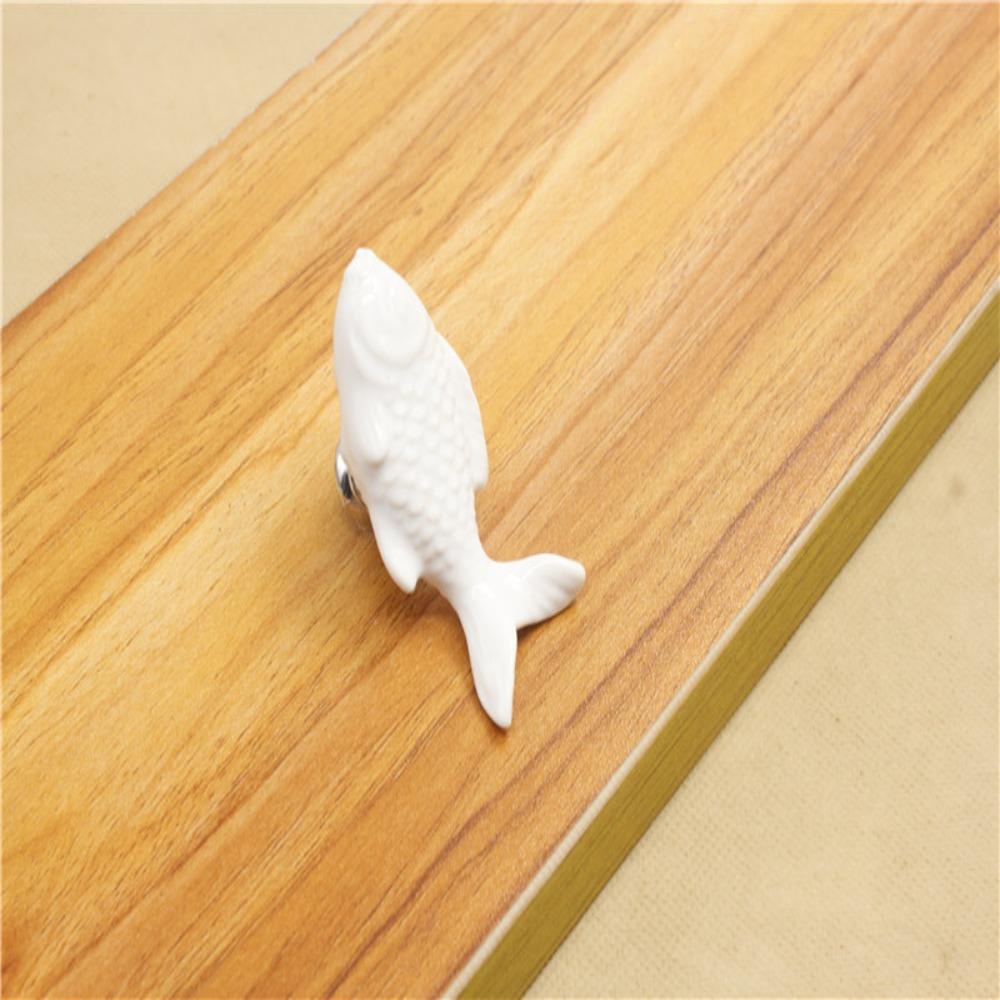 AARON1 Tay Nắm Ngăn Kéo Tủ Bằng Gốm Hình Cá Phong Cách Retro