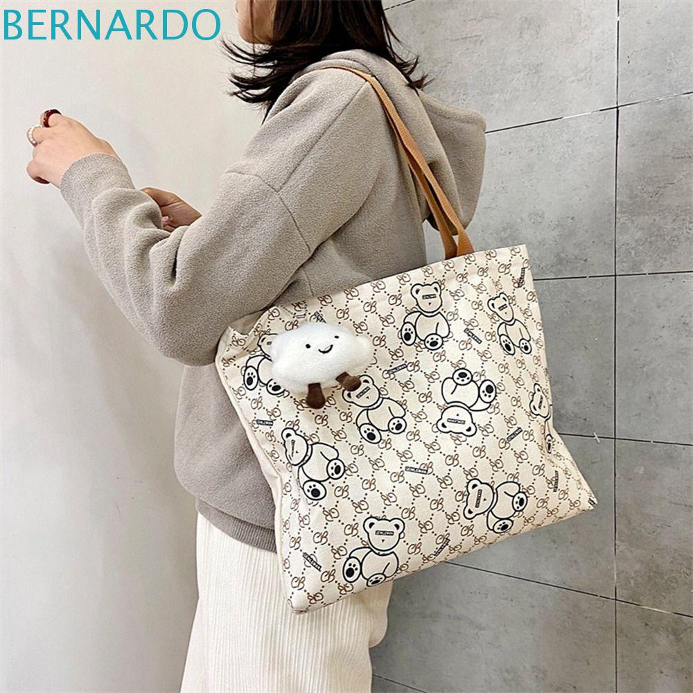 BERNARDO Túi Xách Canvas Cỡ Lớn In Hình Gấu Đơn Giản Cho Mẹ Bỉm Sữa