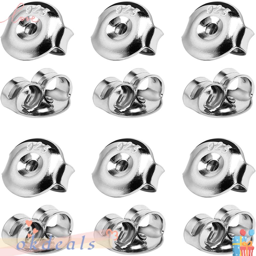 OKDEALS Bông Tai Bạc Dạng Xỏ Hình Tròn Không Gây Dị Ứng 5mm Thay Thế Cho Lưng Bông Tai