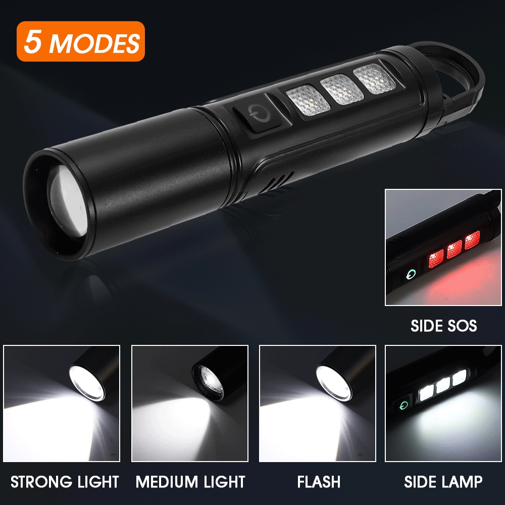 Đèn Pin LED COB SD-X33 Ánh Sáng Mạnh / Đèn Pin Cầm Tay Chống Nước IPX5 Màu Đỏ Sử Dụng Ngoài Trời / Làm Việc