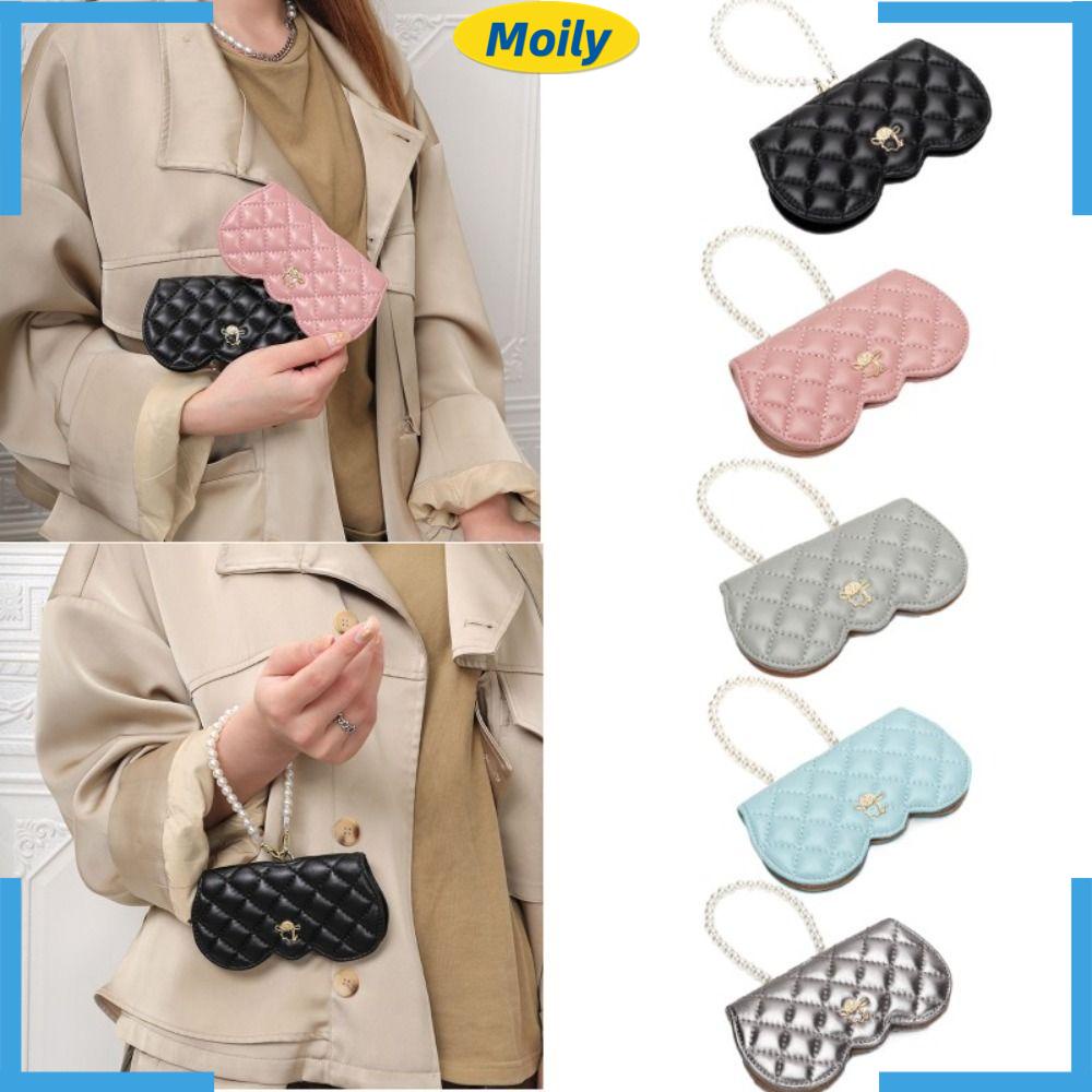 MOILYVN Túi Đựng Mắt Kính Bằng Da Thật Siêu Nhẹ Có Nút Cài Và Dây Đeo Cho Nữ