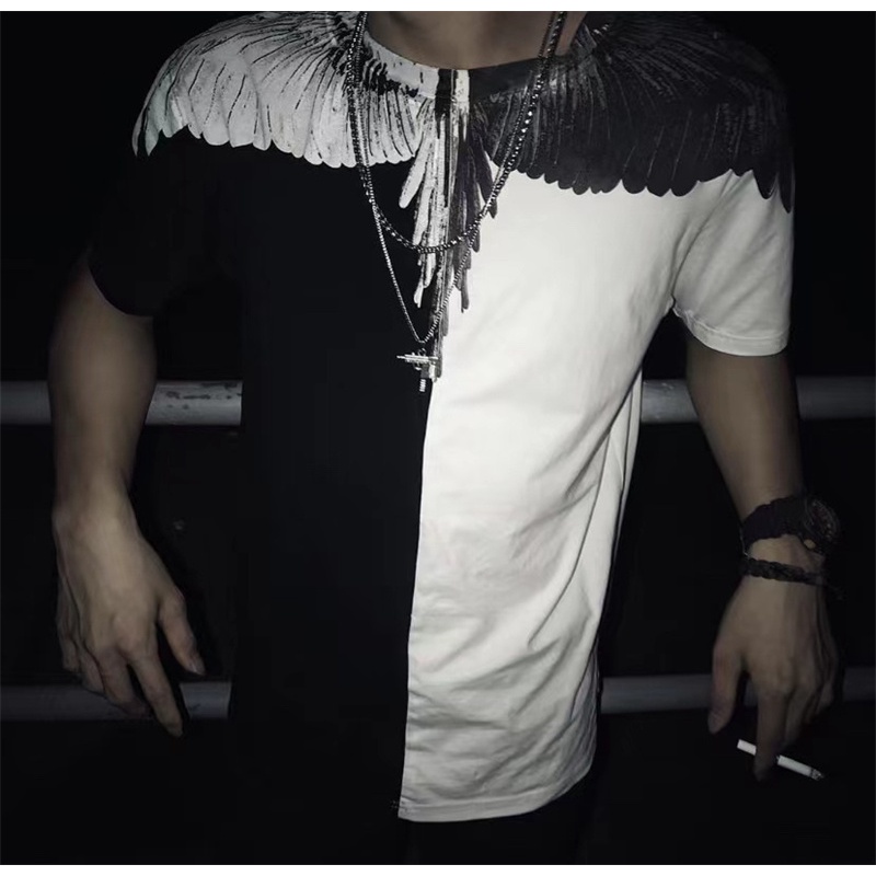 Ma-rc-lo- BEL-ONG Áo Thun Tay Ngắn Kết Hợp Xu Hướng Thời Trang Đường Phố Chất Lượng Cao Màu Trắng Đen