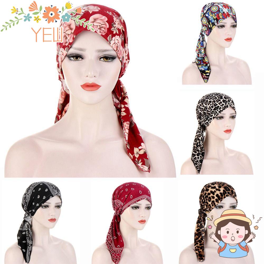 YEW Khăn Turban Mềm Mại In Họa Tiết Cho Phụ Nữ Hồi Giáo