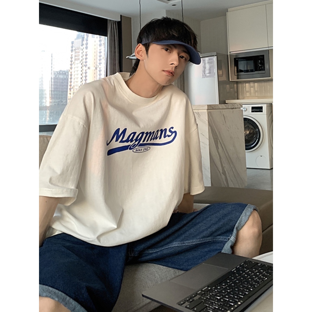 Áo Thun 100% Cotton Ngắn Tay In Chữ Phong Cách Đường Phố Mỹ Thời Trang Mùa Hè Cho Nam