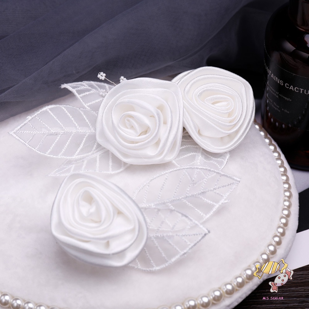 YADORNOS Kẹp Tóc Hình Hoa Trắng Thanh Lịch Không Phai Màu Phong Cách Hàn Quốc