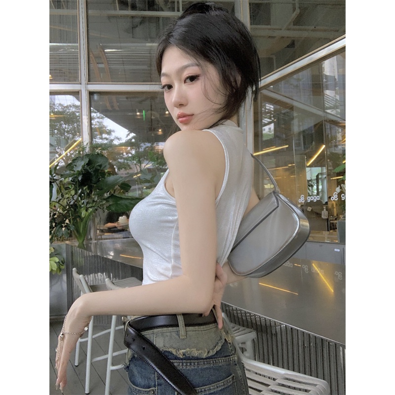 Áo Croptop Sát Nách Cổ Lọ Ôm Dáng Quyến Rũ Hợp Thời Trang