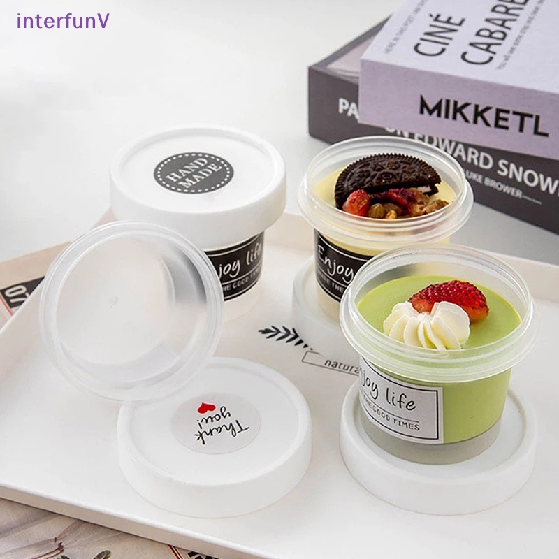 Set 5 Cốc Nhựa Đựng Món Tráng Miệng Kèm Muỗng Mini 100ml