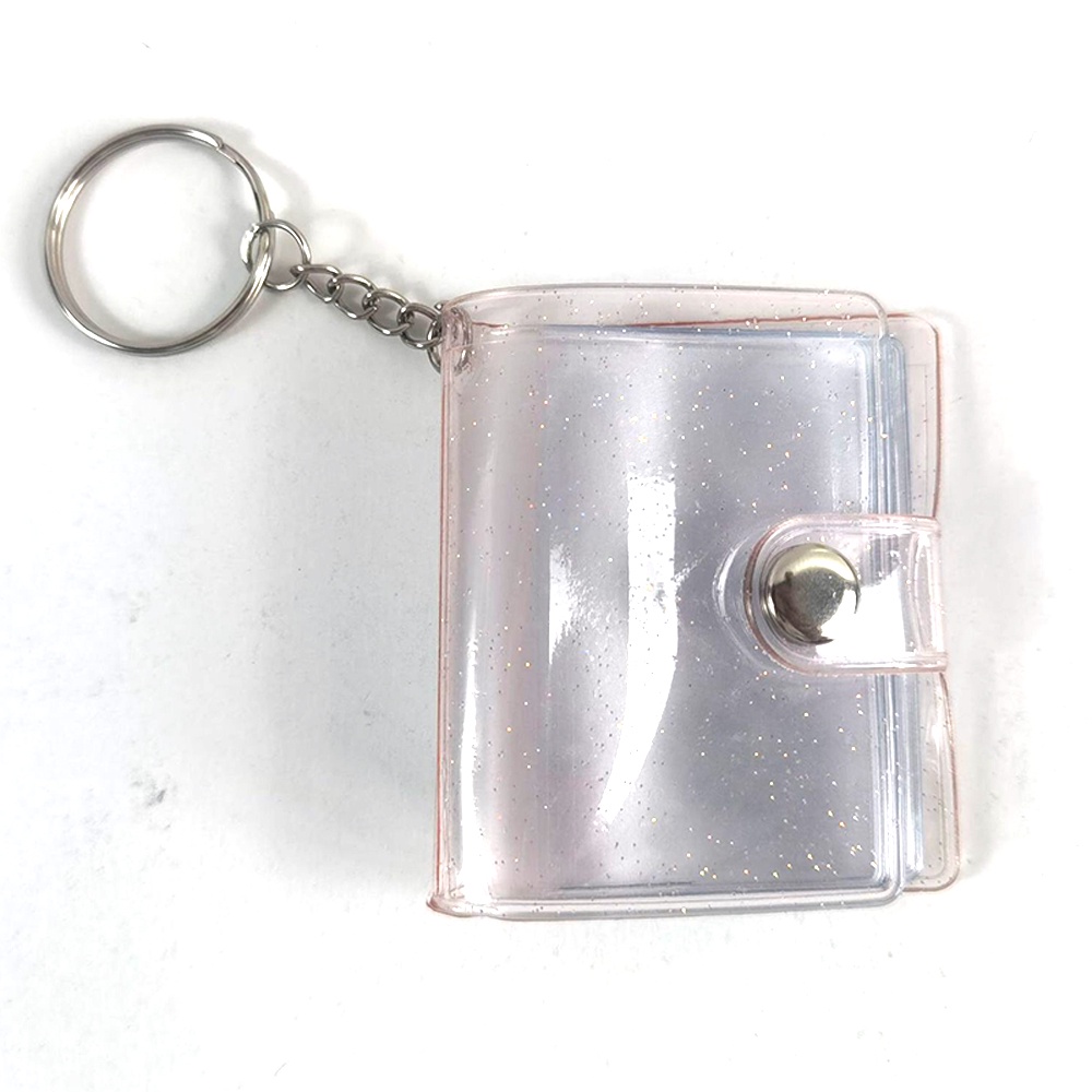 Album Đựng Thẻ 1 / 2 Inch Mini Bằng PVC Trong Suốt Kèm Móc Khóa Và 16 Thẻ Tiện Dụng