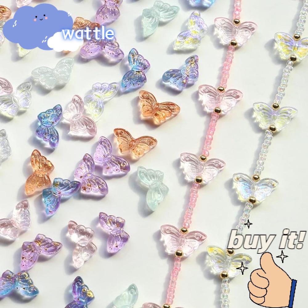 WATTLE Hạt Xâu Chuỗi Hình Bướm Nhiều Màu Kích Thước 15mm Dùng Làm Trang Sức