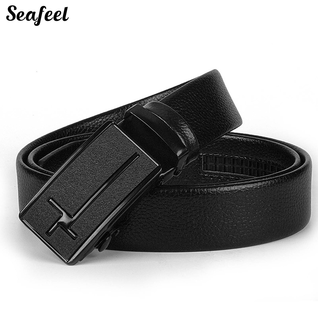 Thắt Lưng Da Màu Trơn Chống Trầy Xước Có Khóa Tự Động Điều Chỉnh Được Cho Nam