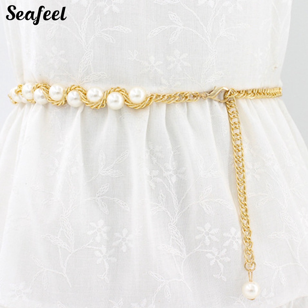Dây Đeo Thắt Lưng Đính Ngọc Trai Giả Có Thể Điều Chỉnh