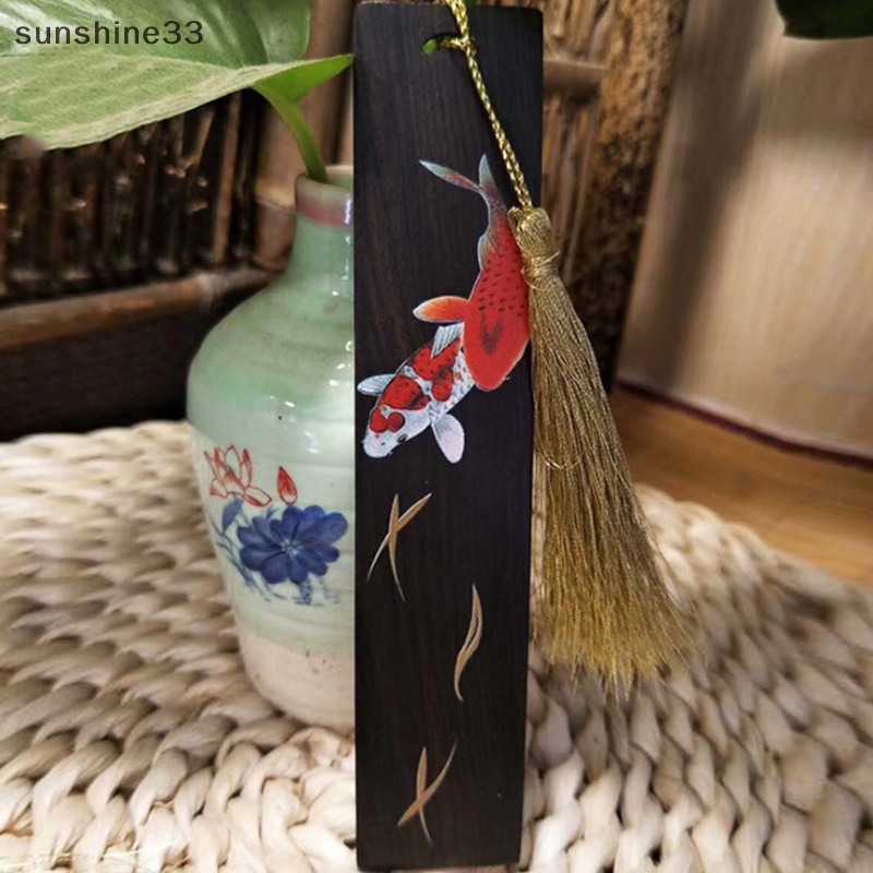 Su Đánh Dấu Trang Sách Tua Rua Hình Cá Koi Vẽ Trung Quốc Cổ Điển Sáng Tạo