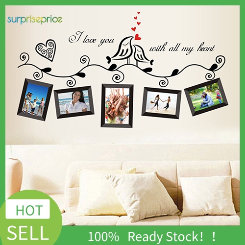 Miếng Dán Tường Trang Trí Hình Khung Ảnh Chim Tình Yêu Lãng Mạn