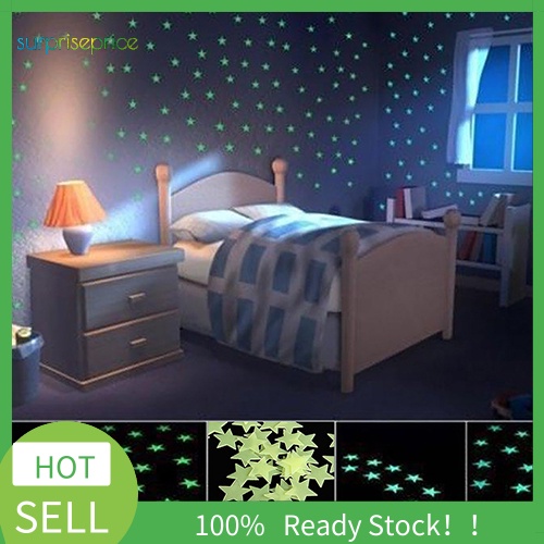 Set 100 Miếng Dán Tường Hình Ngôi Sao Dạ Quang Trang Trí Phòng Bé DIY