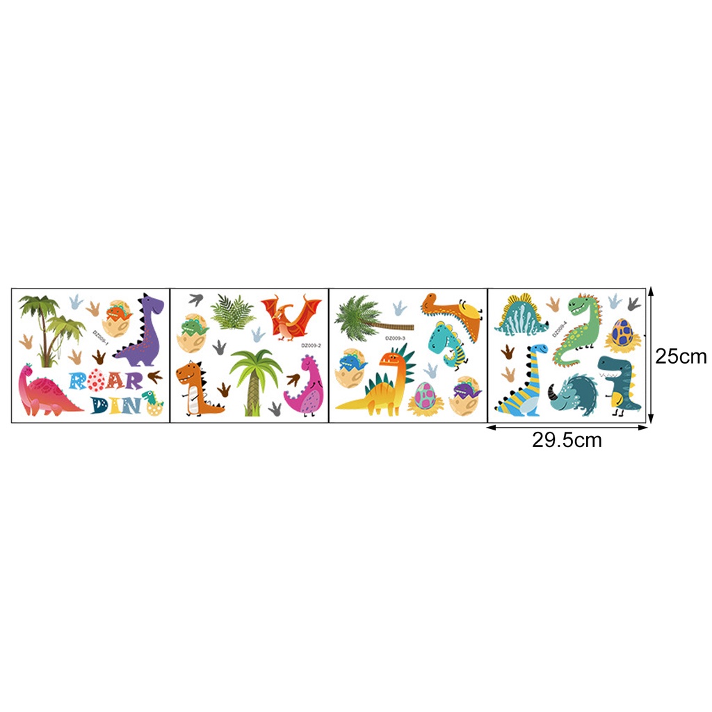 Set 4 Miếng Dán Tường Trang Trí Hình Khủng Long / Cây Dừa Bằng PVC Thân Thiện Với Môi Trường Chống Thấm Nước Có Thể Tháo Rời