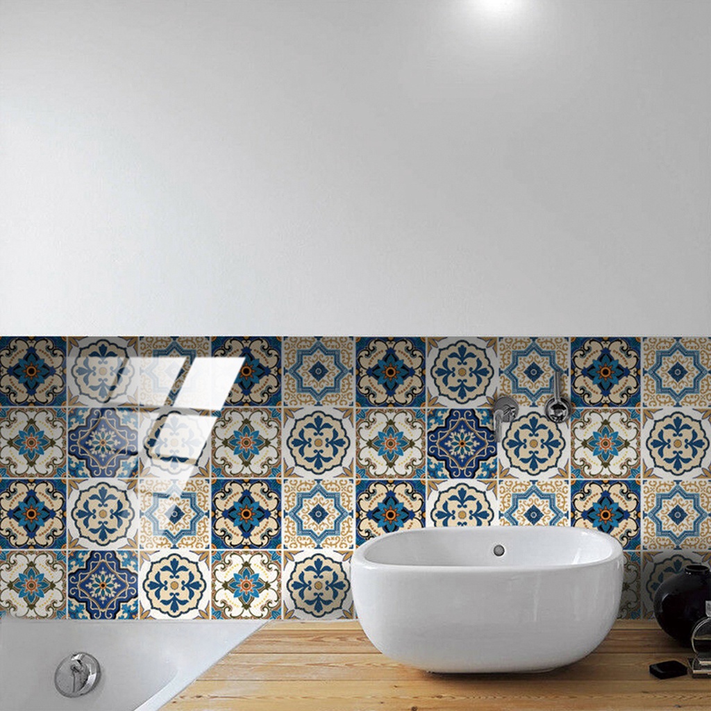 Bộ 10 Miếng Dán Tường Trang Trí Tự Dính Chống Thấm Nước Họa Tiết Hoa Xinh Xắn