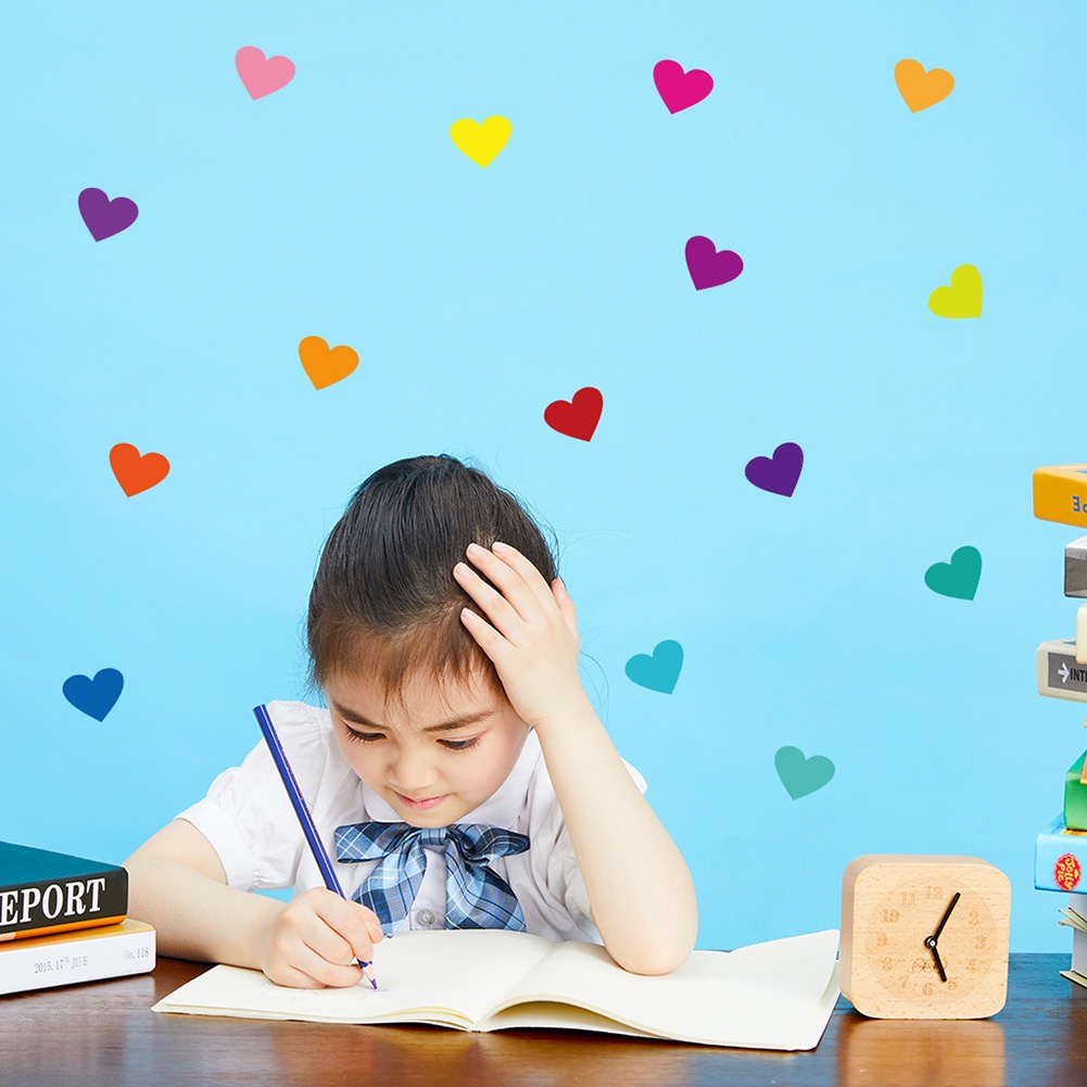(Bất Ngờ) 3 Tờ Sticker Dán Tường Trang Trí Hình Trái Tim Có Thể Tháo Rời DIY