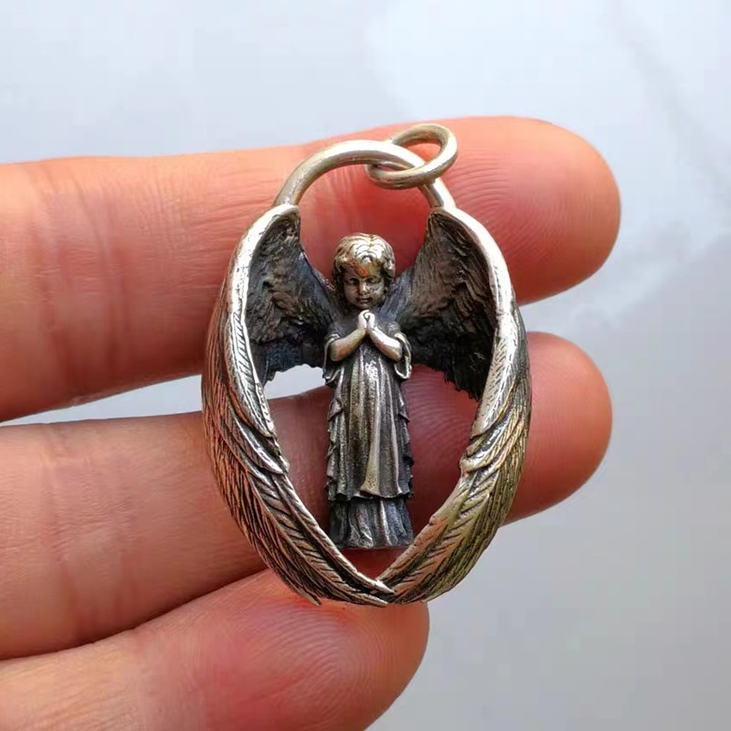 Vòng cổ Bùa Cầu Nguyện Mạ Bạc Hình Đôi Cánh Thiên Thần