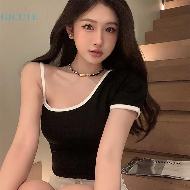 Áo Croptop Trễ Vai Tay Ngắn Dáng Ôm Gợi Cảm Thời Trang Mùa Hè Cho Bạn Gái