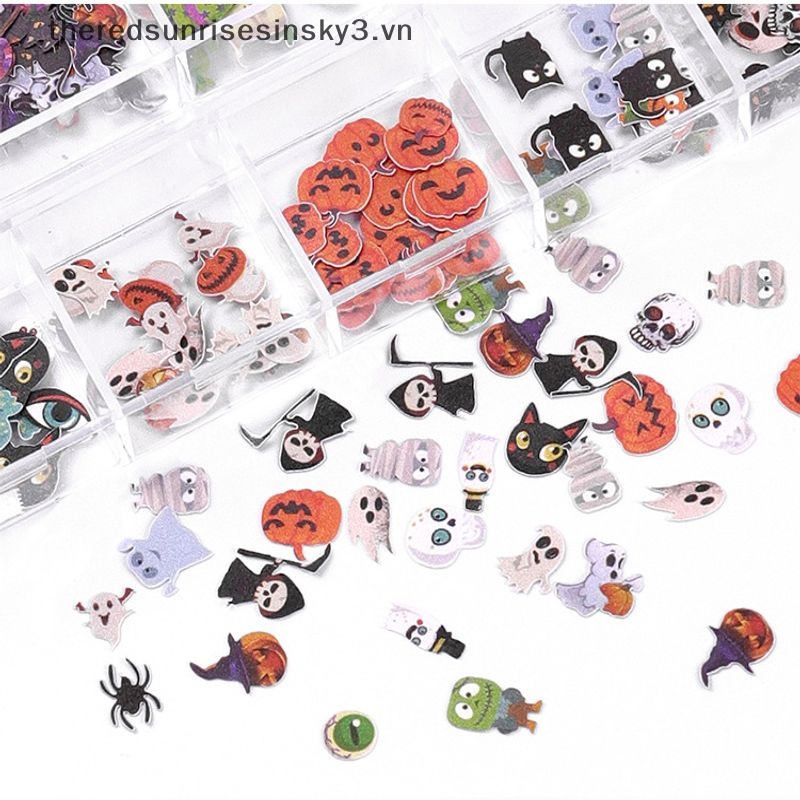 Miếng Dán Trang Trí Móng Tay 3D Họa Tiết Halloween Thời Trang