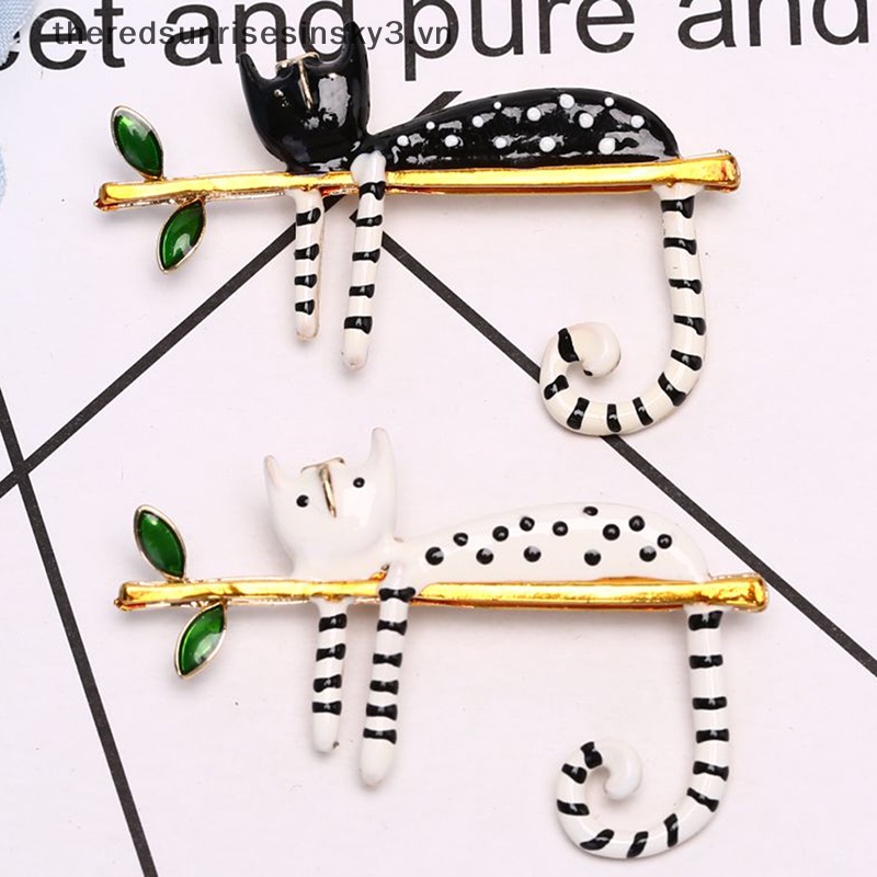 Ghim Cài Áo Hình Chú Mèo Họa Tiết Chấm Bi Thời Trang .