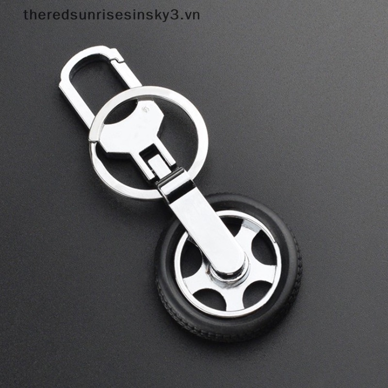 # # Móc Khóa Kim Loại Hình Bánh Xe Hơi Cổ Điển Vui Nhộn Sáng Tạo Có Thể Xoay Được Thời Trang