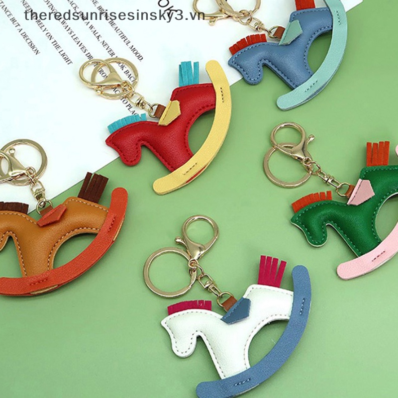 # # Móc Khóa Hình Ngựa Hoạt Hình Dễ Thương Bằng Da Trang Trí Túi Xách Dành Cho Bạn Nữ