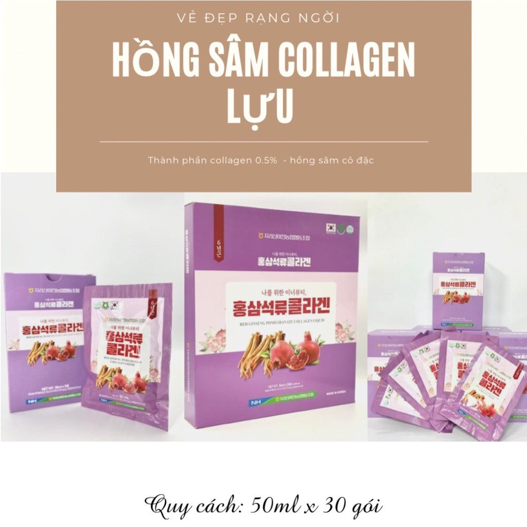 NƯỚC HỒNG SÂM COLLAGEN LỰU 50ML X 30GÓI