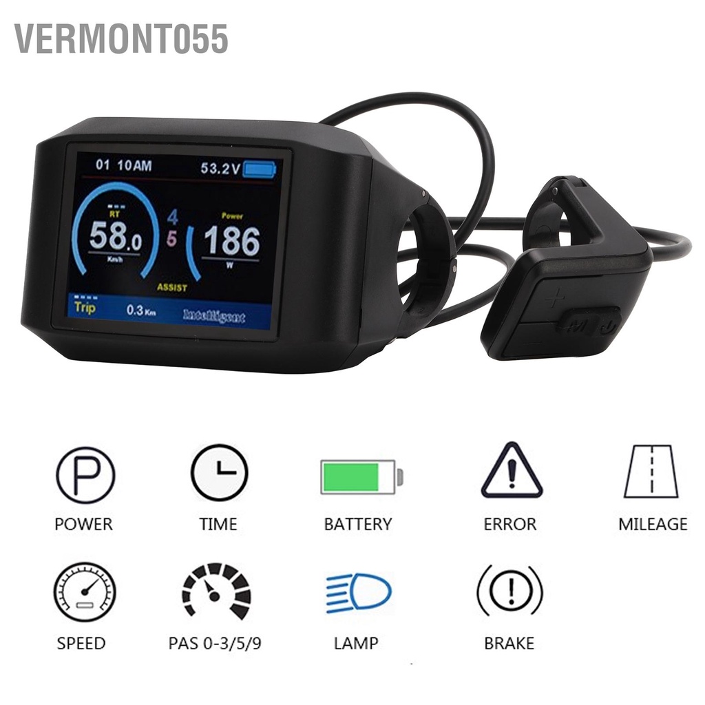 Vermont055 Bộ Chuyển Đổi Xe Đạp Điện 750C Màn Hình Hiển Thị LCD Báo Hiệu Cho Bafang BBS01 BBS02 BBSHD Giữa Động Cơ Truyền