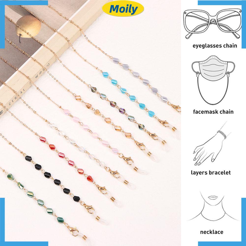 MOILYVN Dây Chuỗi Hạt Pha Lê Đeo Mắt Kính Chống Thất Lạc