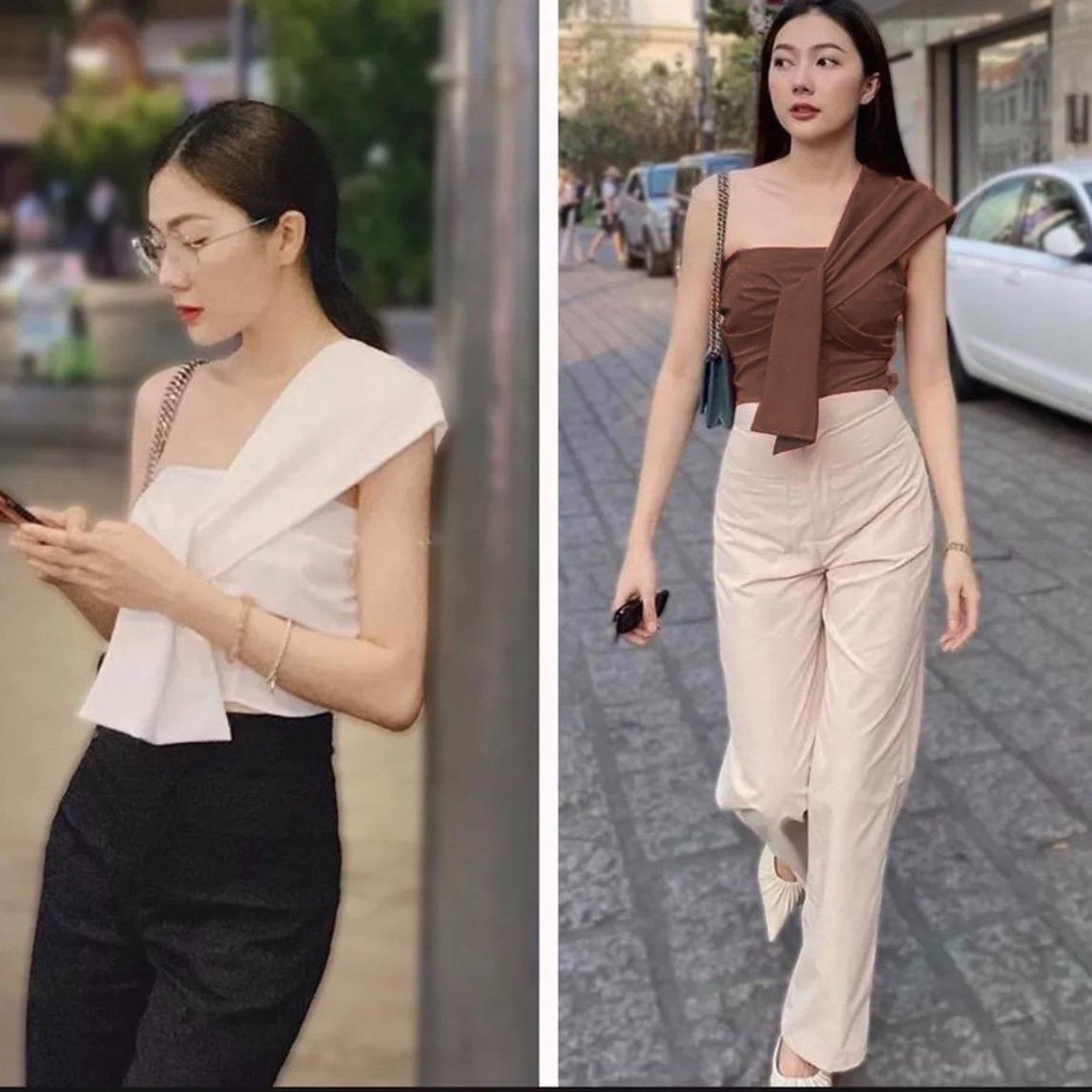Áo kiểu nữ croptop kết nơ nhiều màu mã 2