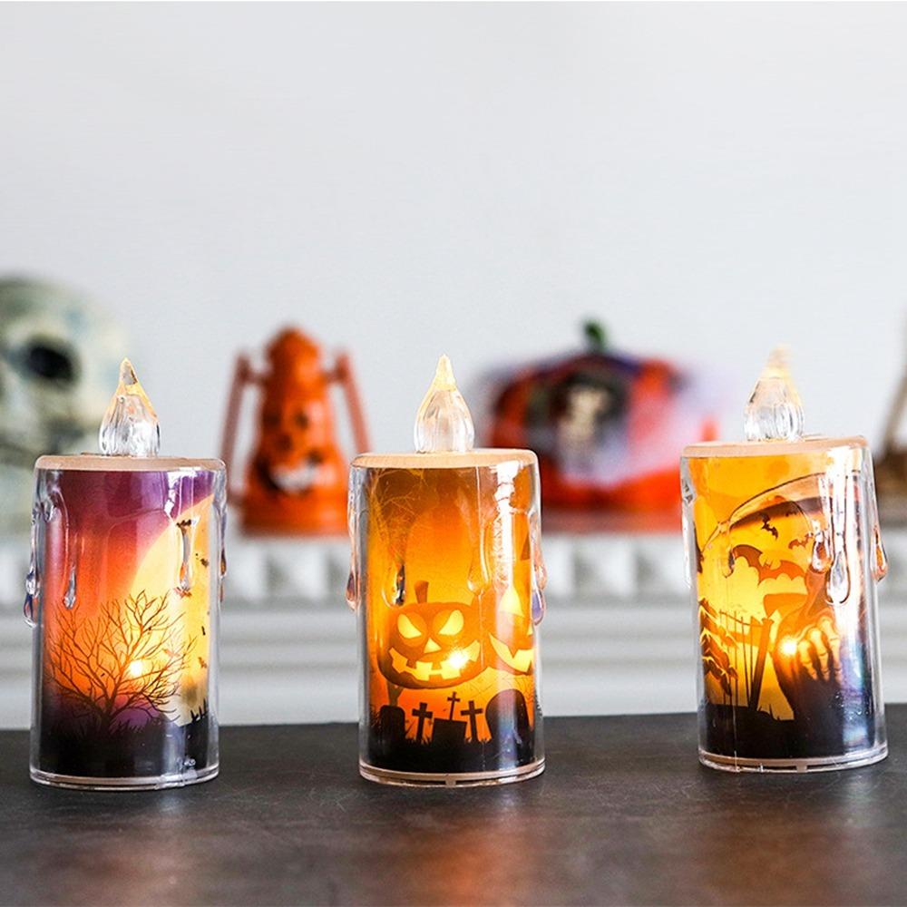 YOLA Đèn Nến Điện Tử Hình Bí Ngô Halloween Vui Nhộn