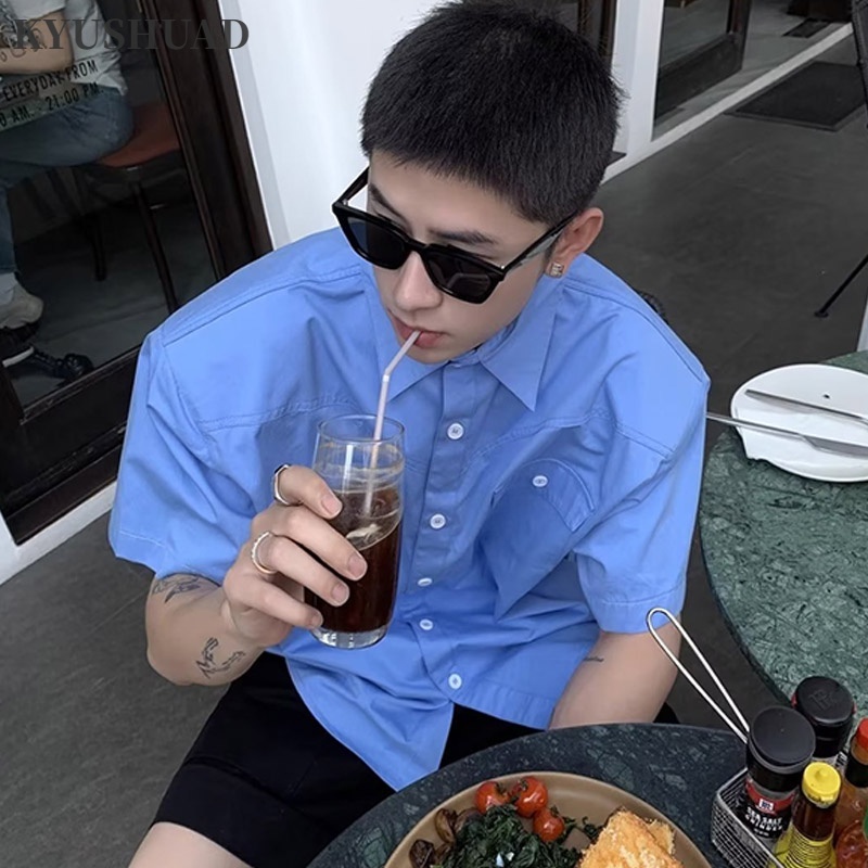 Áo sơ mi nam KYUSHUAD ngắn tay phong cách đường phố cổ điển thời trang trẻ trung