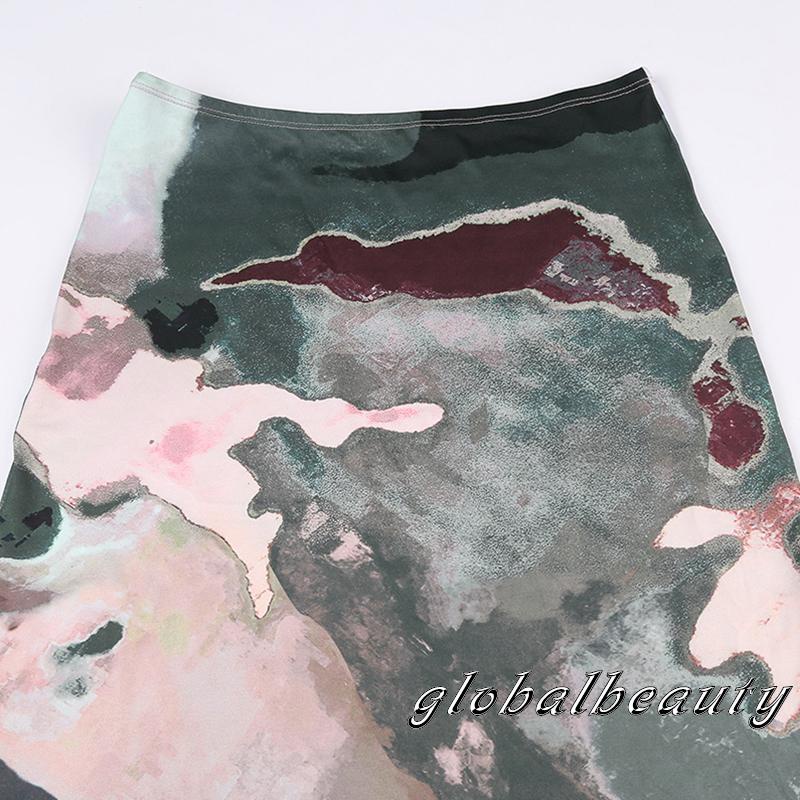 Chân Váy Dài Họa Tiết Màu Nhuộm Thời Trang Nữ Tính