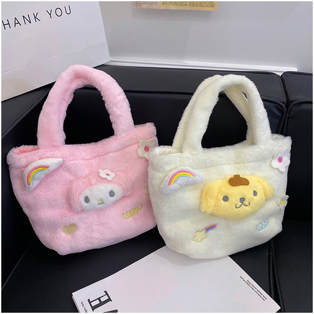 Túi Tote Hoạt Hình Sanrio Series Fluffy Doll Kuromi Yugui Dog Kawaii Shopping Bag Student KINOSTAR .
